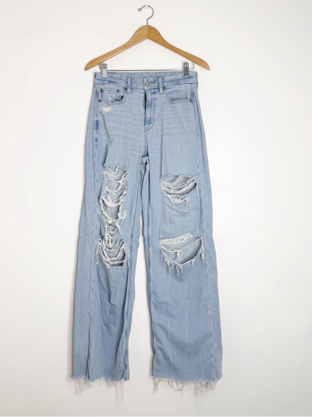American Eagle Curvy Super High Rise Baggy Wide Leg Jeans 6 Long